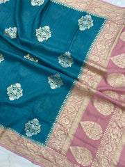 Pure Moonga Georgette Handloom Banarasi Dupatta - The Handlooms