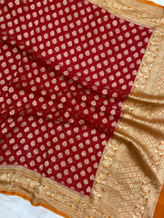 Pure Khaddi Georgette Dupatta - water zari - The Handlooms