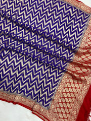 Pure Khaddi Georgette Dupatta - water zari - The Handlooms