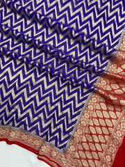 Pure Khaddi Georgette Dupatta - water zari - The Handlooms