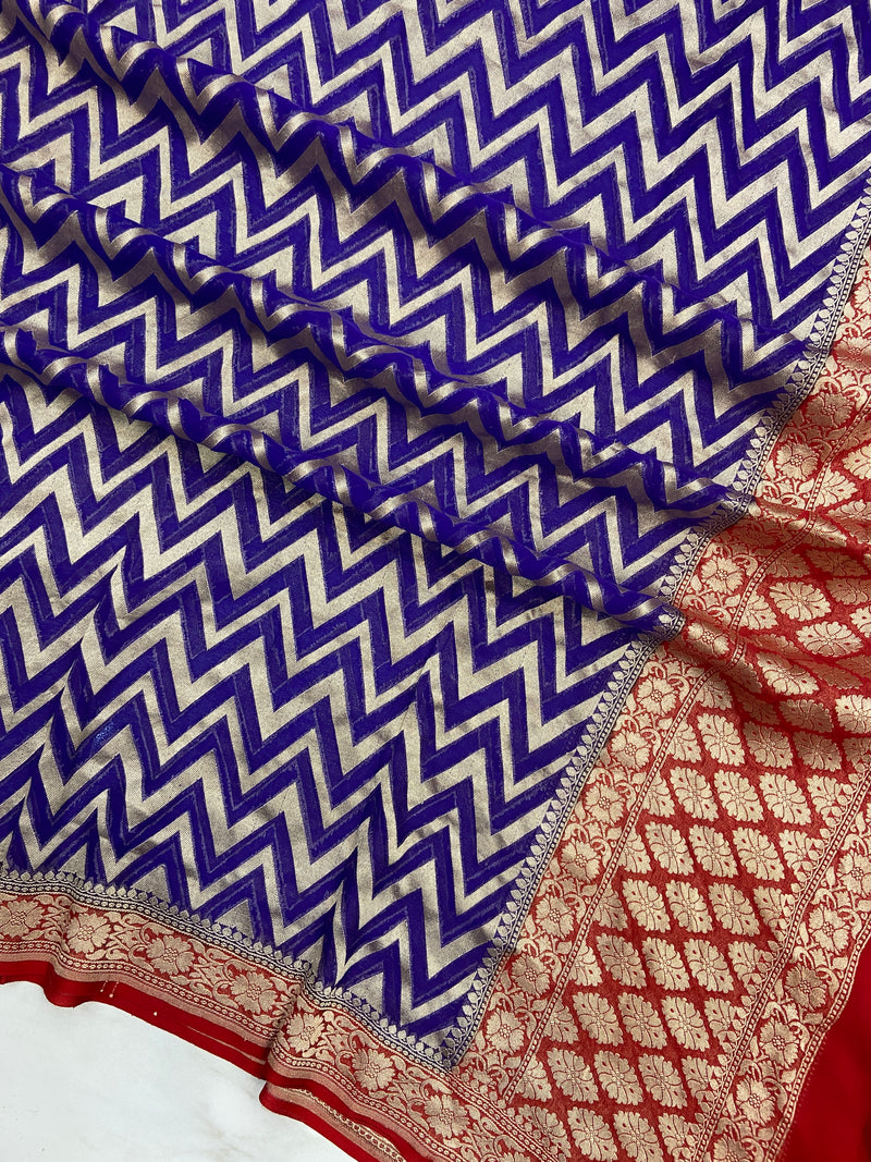 Pure Khaddi Georgette Dupatta - water zari - The Handlooms