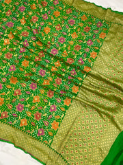 Pure Georgette Banarasi Bandhej Handloom Dupatta With Meenakari - The Handlooms