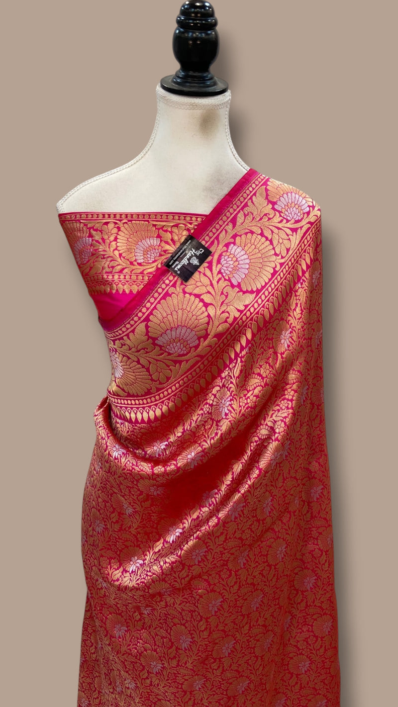 Regal Pure Katan Silk Banarasi Saree – Handwoven Tanchui Brocade With Meenakari