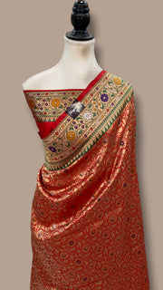 Regal Pure Katan Silk Banarasi Saree – Handwoven Tanchui Brocade With Meenakari - The Handlooms
