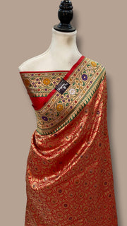 Regal Pure Katan Silk Banarasi Saree – Handwoven Tanchui Brocade With Meenakari - The Handlooms