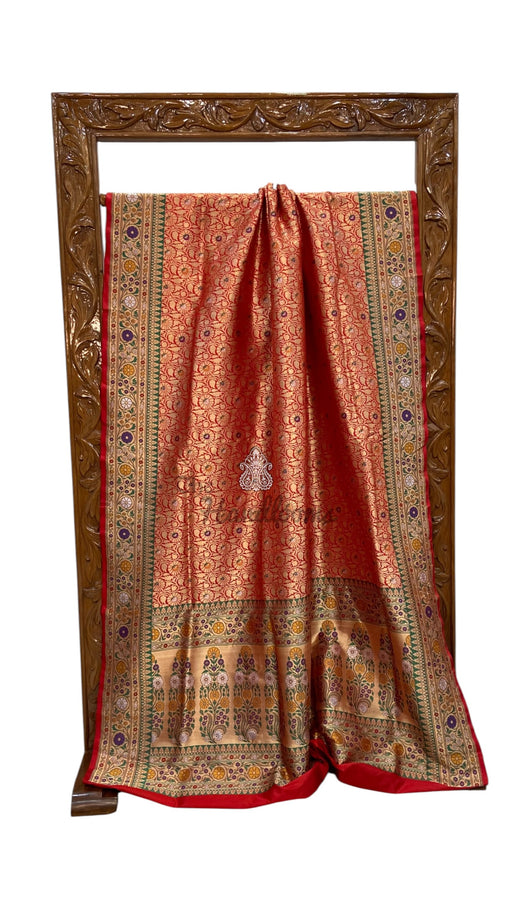 Regal Pure Katan Silk Banarasi Saree – Handwoven Tanchui Brocade With Meenakari - The Handlooms