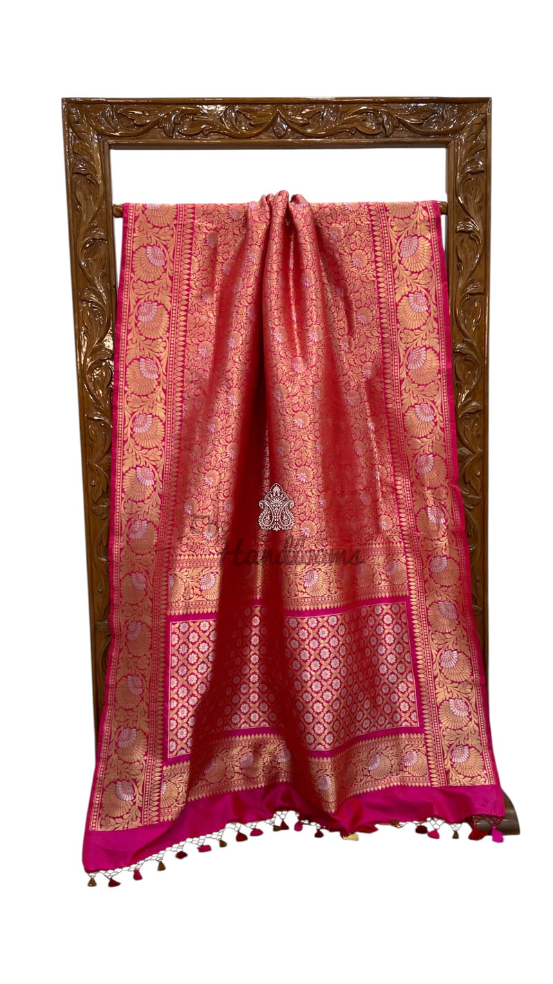Regal Pure Katan Silk Banarasi Saree – Handwoven Tanchui Brocade With Meenakari