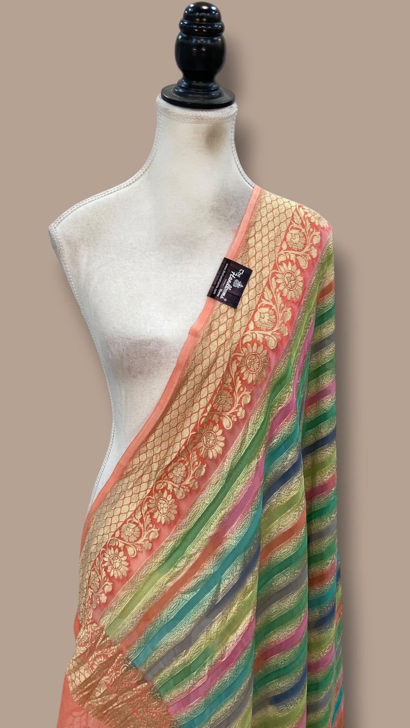 Pure Khaddi Georgette Handloom Banarasi Dupatta