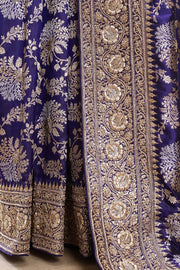 Pure Katan Silk Banarasi Handloom Saree with Zardozi Gota Patti Handwork - The Handlooms