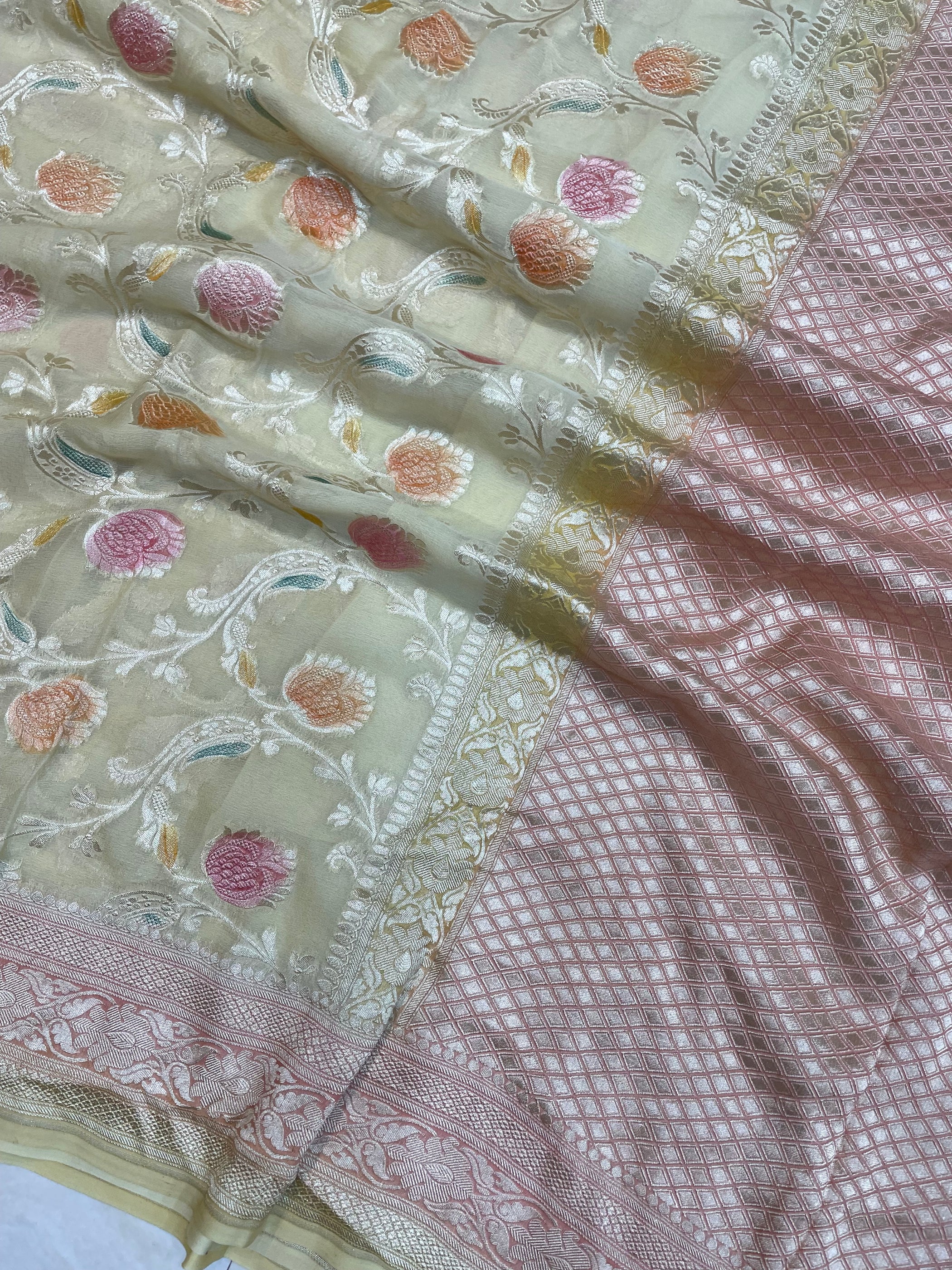 Pure Khaddi Georgette Handloom Banarasi Saree - Water Zari main image 0