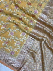 Pure Khaddi Georgette Banarasi Saree - water zari - The Handlooms