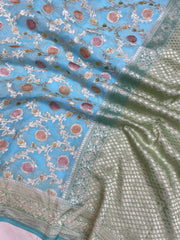 Pure Khaddi Georgette Banarasi Saree - water zari - The Handlooms