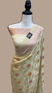 Pure Khaddi Georgette Banarasi Saree - water zari - The Handlooms