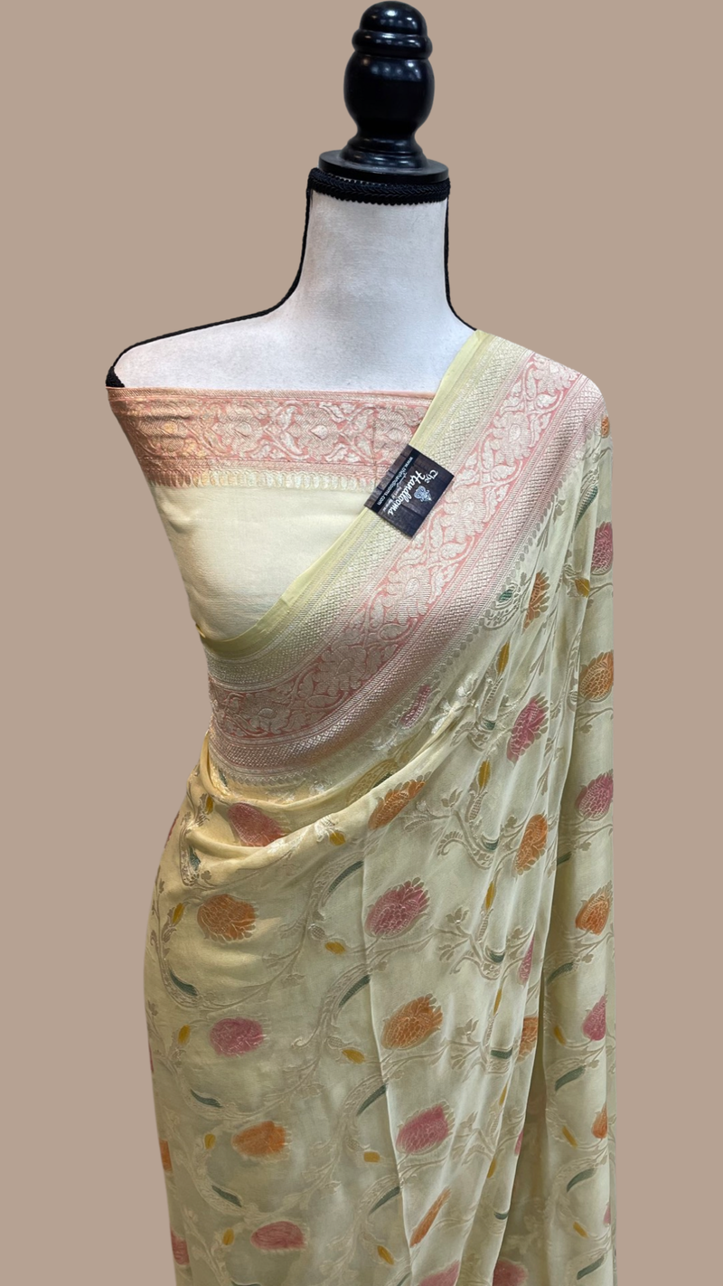 Pure Khaddi Georgette Banarasi Saree - water zari - The Handlooms