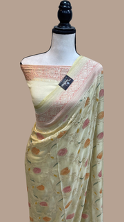 Pure Khaddi Georgette Banarasi Saree - water zari - The Handlooms