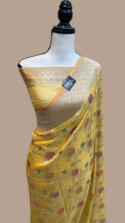 Pure Khaddi Georgette Banarasi Saree - water zari - The Handlooms