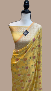 Pure Khaddi Georgette Banarasi Saree - water zari - The Handlooms