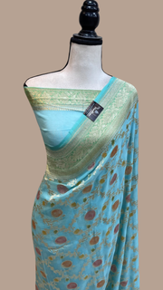 Pure Khaddi Georgette Banarasi Saree - water zari - The Handlooms
