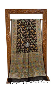 Black Pure Chiffon Khaddi Banarasi Saree - The Handlooms