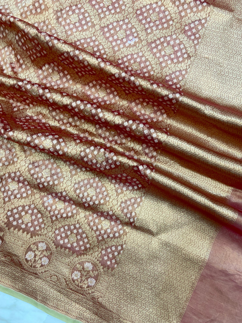 Pure Tissue Reshmi Zari Banarasi Brocade Handloom Dupatta - The Handlooms
