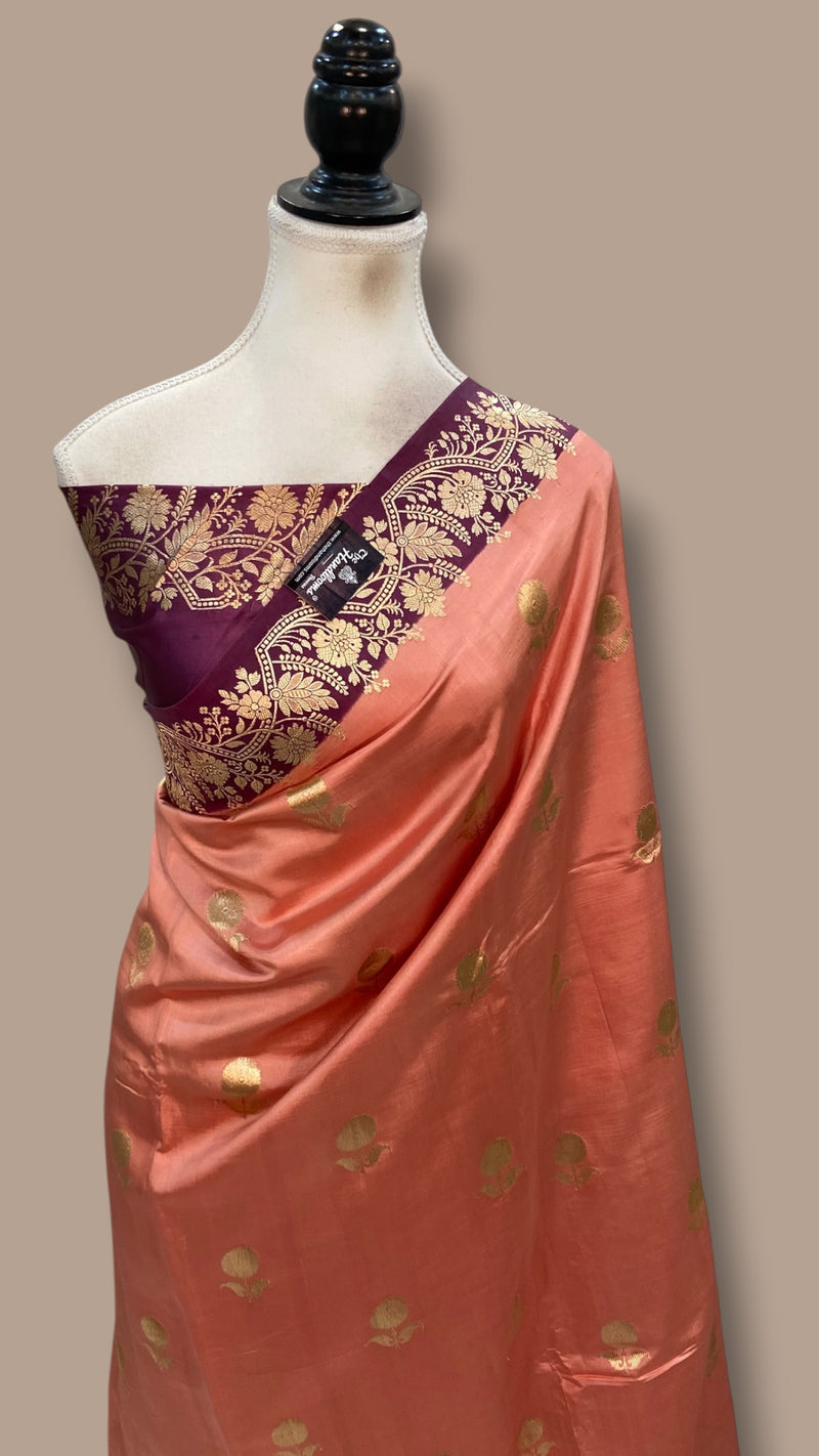 Pure Katan Silk Banarasi Handloom Saree - All Over Kadua Motifs
