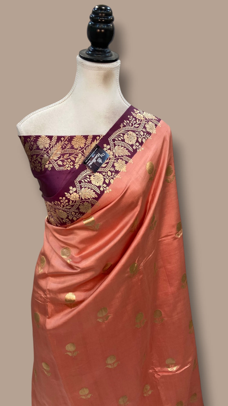 Pure Katan Silk Banarasi Handloom Saree - All Over Kadua Motifs