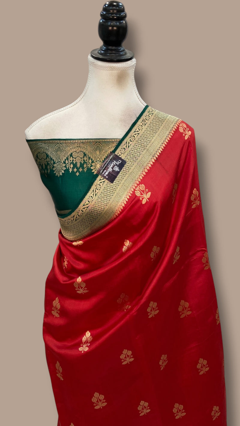 Pure Katan Silk Banarasi Handloom Saree - All Over Kadua Motifs