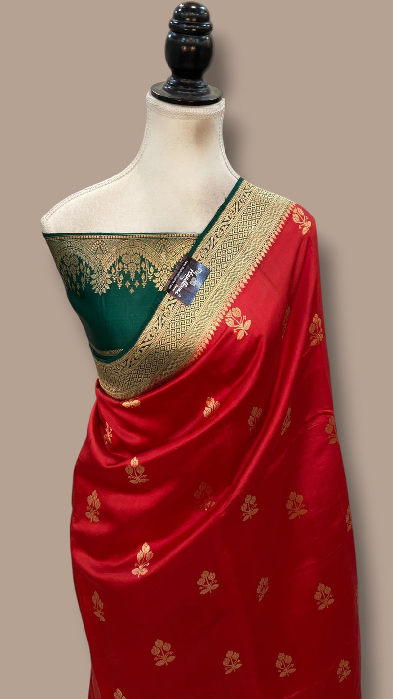 Pure Katan Silk Banarasi Handloom Saree - All Over Kadua Motifs