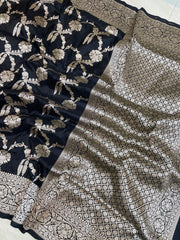Pure Katan Silk Banarasi Handloom Saree - All over Jaal work - The Handlooms