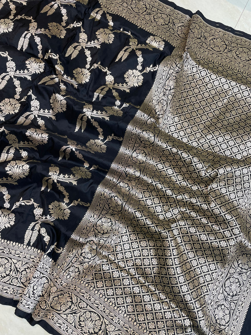 Pure Katan Silk Banarasi Handloom Saree - All over Jaal work - The Handlooms