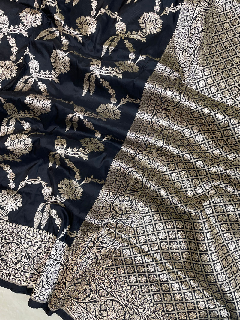 Pure Katan Silk Banarasi Handloom Saree - All over Jaal work - The Handlooms
