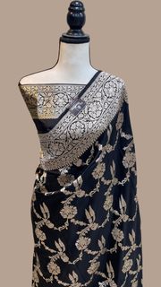 Pure Katan Silk Banarasi Handloom Saree - All over Jaal work - The Handlooms