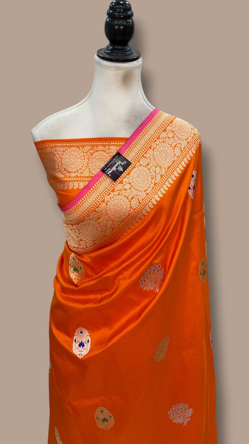 Pure Katan Silk Banarasi Handloom Saree - All Over Kadua Motifs - The Handlooms