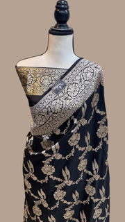 Pure Katan Silk Banarasi Handloom Saree - All over Jaal work - The Handlooms