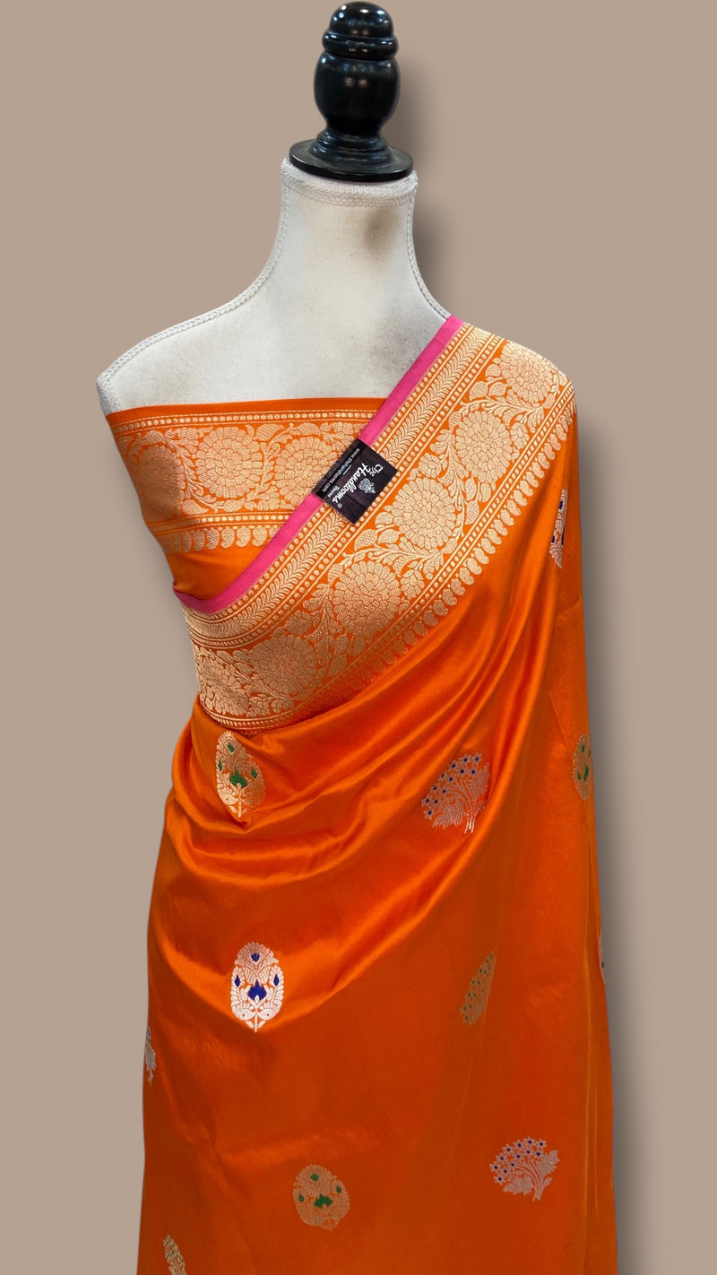 Pure Katan Silk Banarasi Handloom Saree - All Over Kadua Motifs