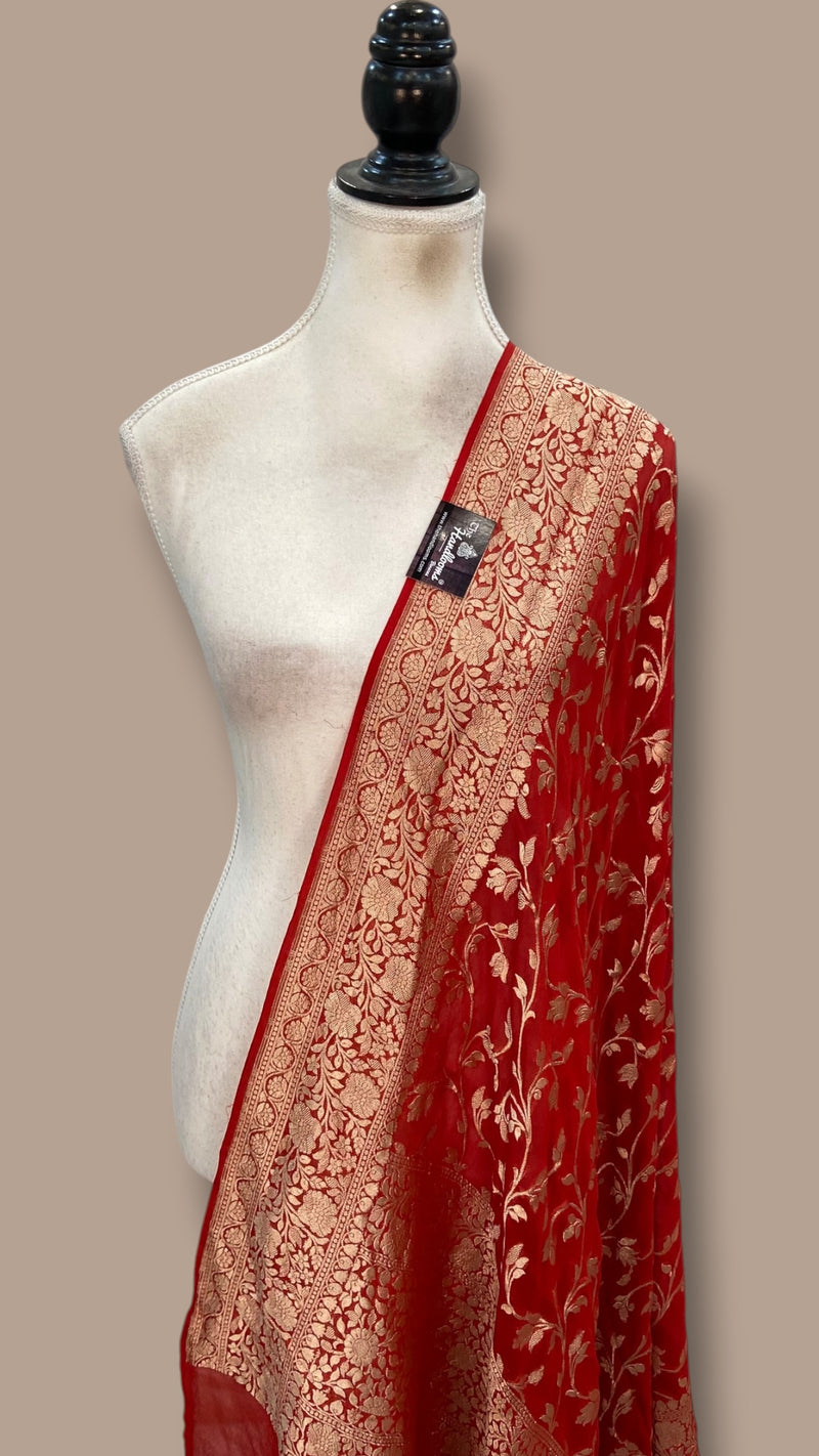 Pure Khaddi Georgette Handloom Banarasi Dupatta