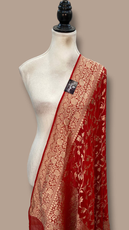 Pure Khaddi Georgette Handloom Banarasi Dupatta - The Handlooms