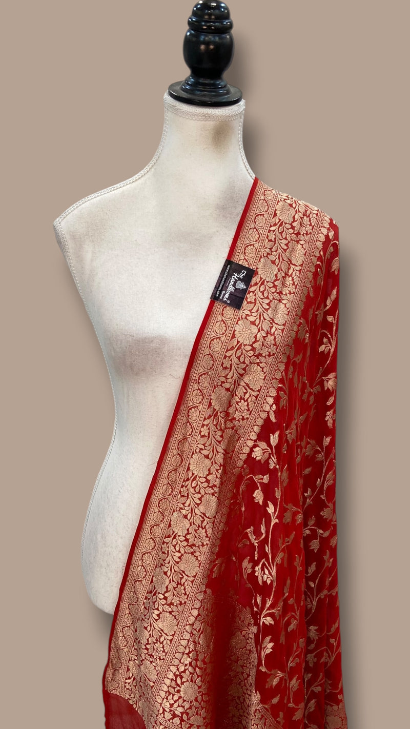 Pure Khaddi Georgette Handloom Banarasi Dupatta