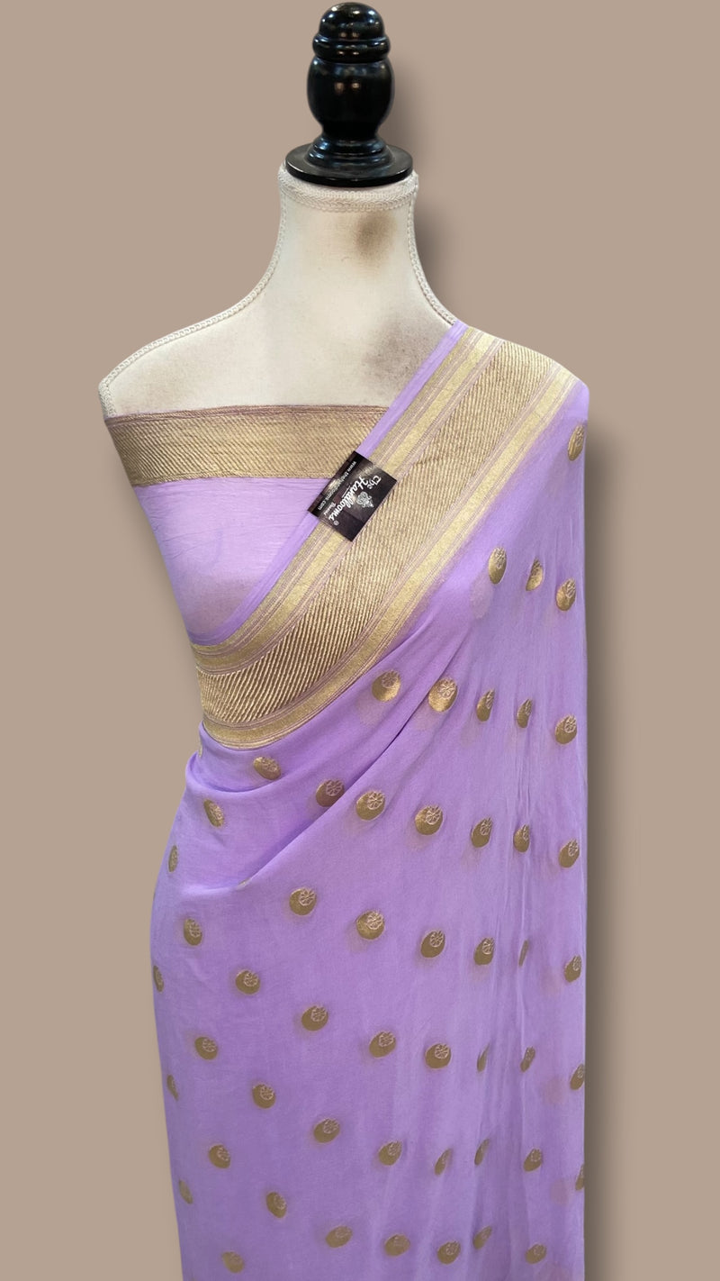 Pure Khaddi Georgette Handloom Banarasi Saree - Water Zari