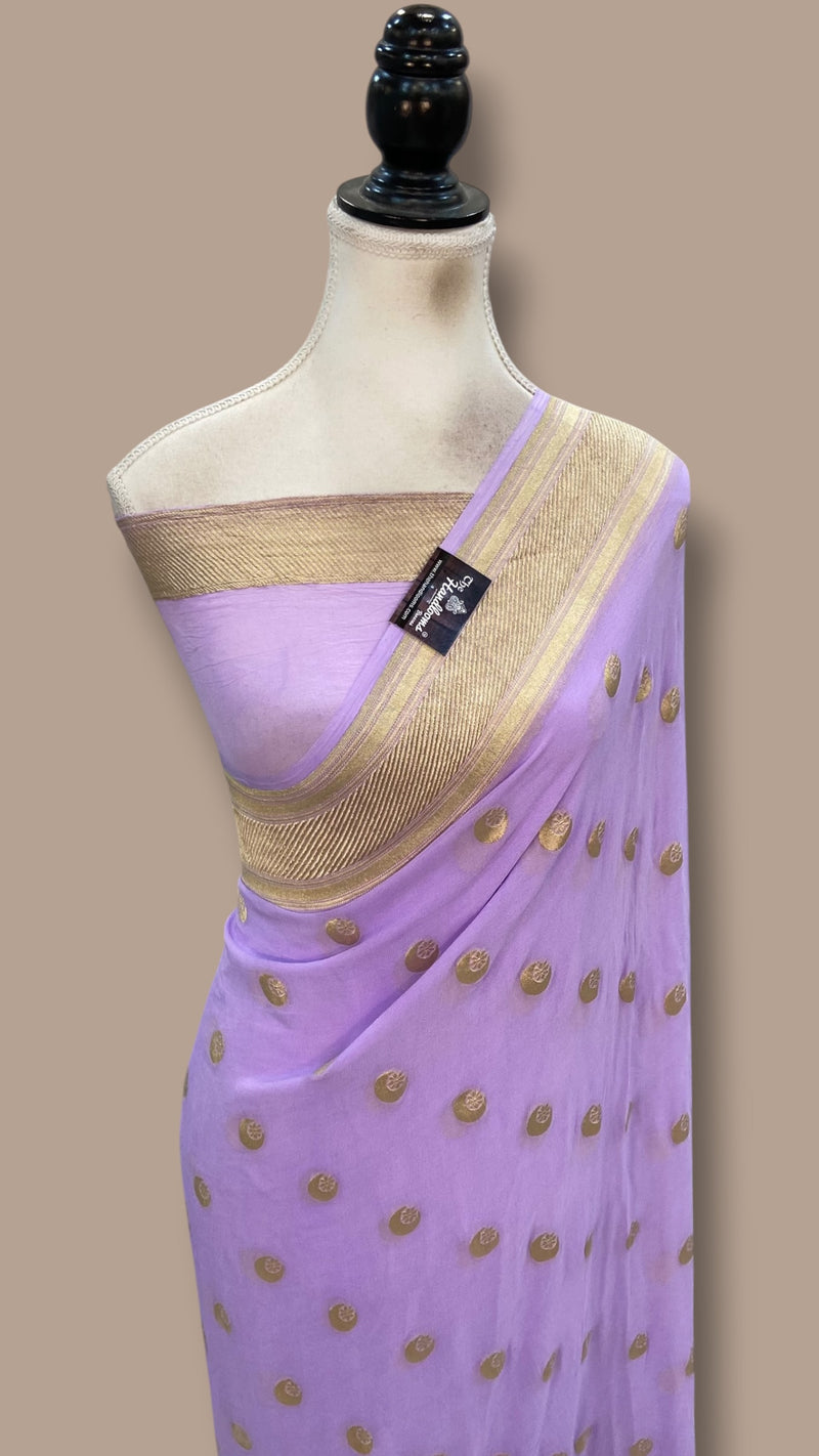 Pure Khaddi Georgette Handloom Banarasi Saree - Water Zari