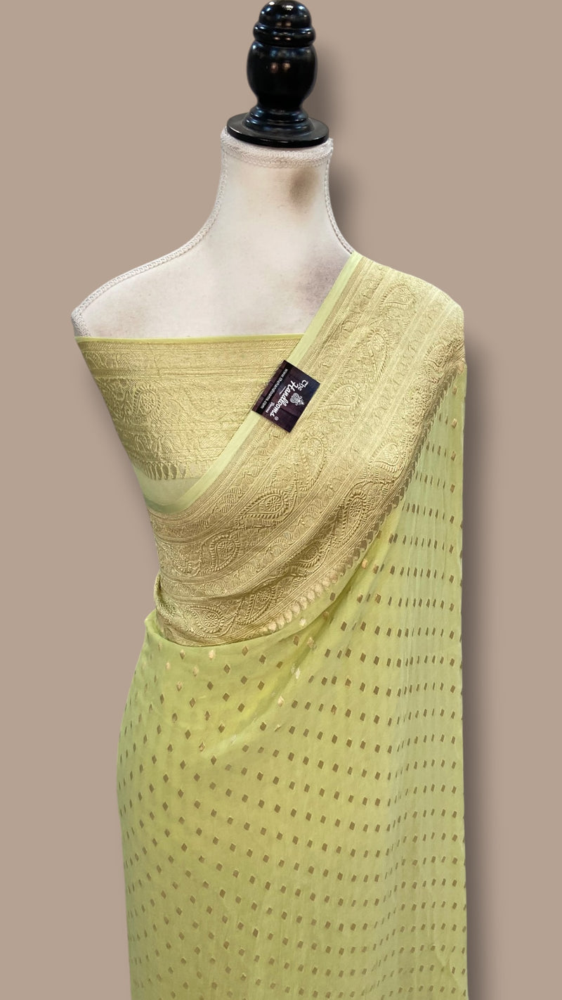 Pure Khaddi Georgette Handloom Banarasi Saree - Water Zari