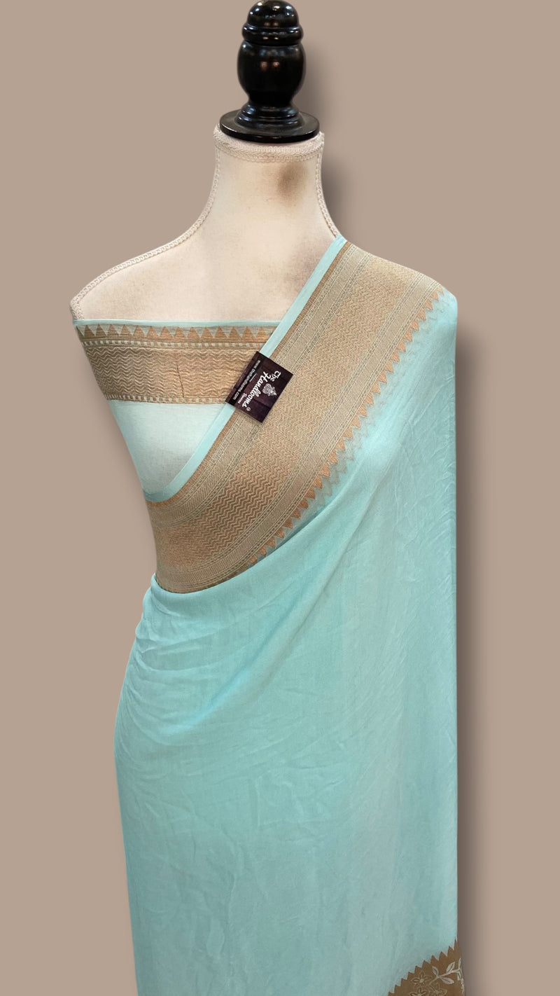 Pure Khaddi Georgette Handloom Banarasi Saree - Copper Zari