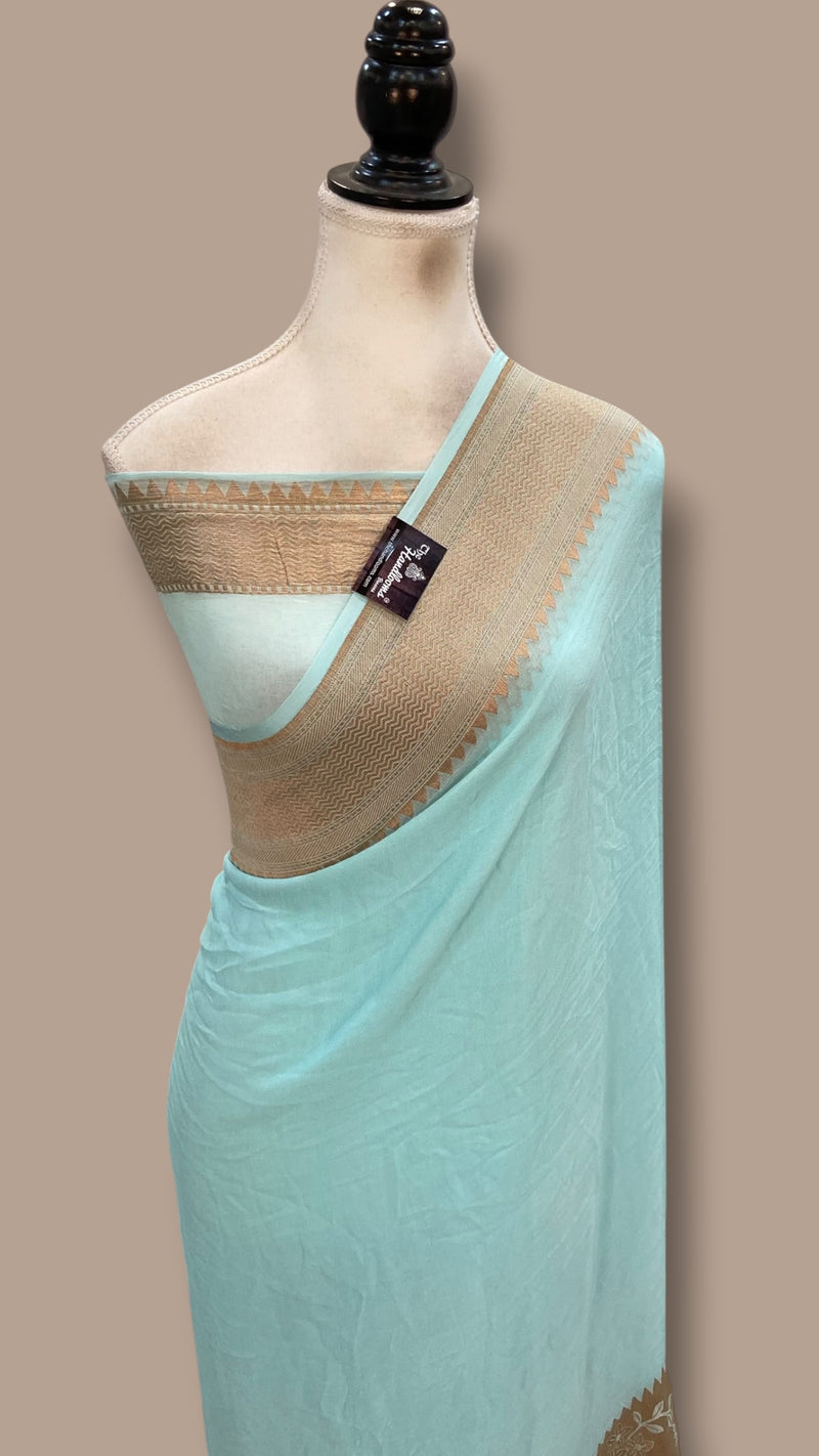 Pure Khaddi Georgette Handloom Banarasi Saree - Copper Zari