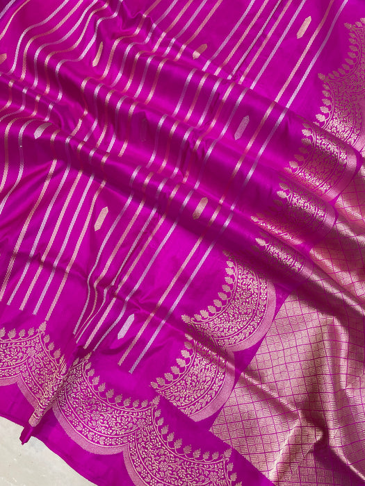 Pure Katan Silk Banarasi Handloom Saree - All over Kadua work