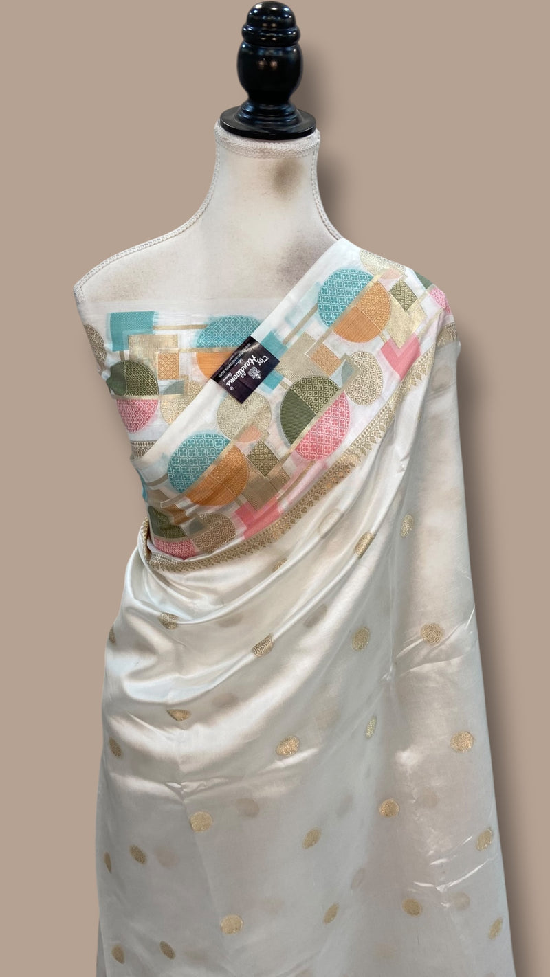 White Pure Mango Silk Banarasi Handloom Saree