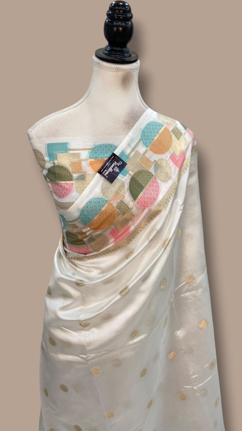 White Pure Mango Silk Banarasi Handloom Saree