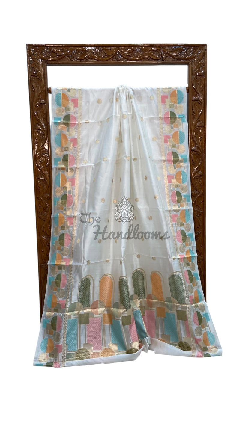 White Pure Mango Silk Banarasi Handloom Saree