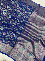 Pure Katan Silk Banarasi Handloom Saree - All over Jaal work with Meenakari - The Handlooms