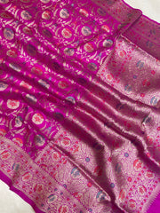 Pure Katan Silk Banarasi Handloom Saree - All over Jaal work with Meenakari - The Handlooms