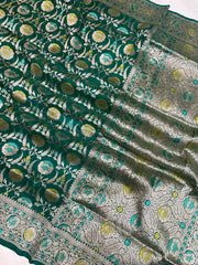 Pure Katan Silk Banarasi Handloom Saree - All over Jaal work with Meenakari - The Handlooms